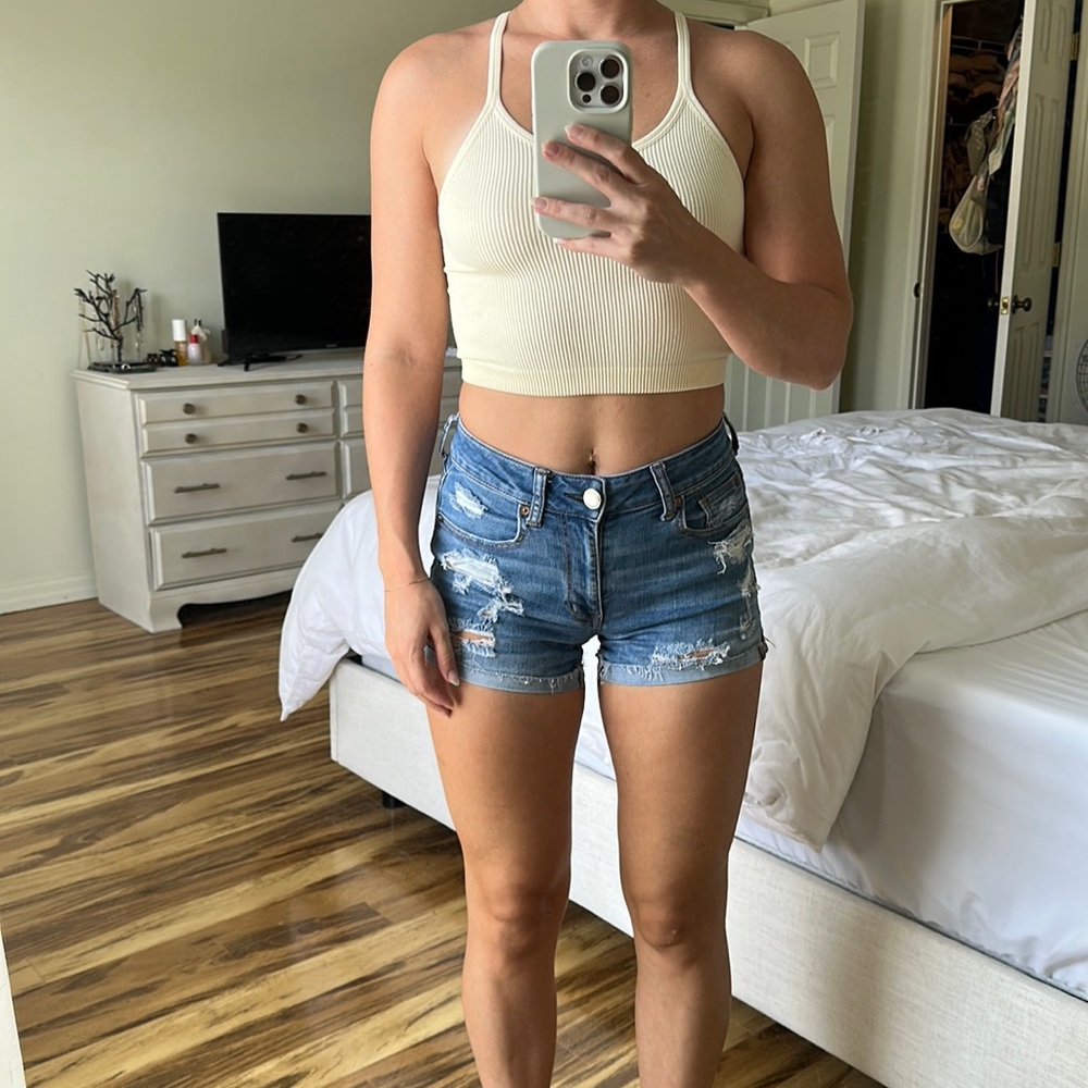 Distressed Denim Shorts